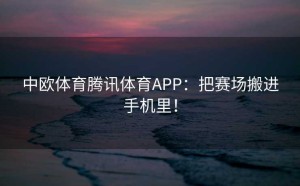 中欧体育腾讯体育APP：把赛场搬进手机里！