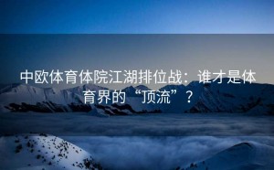 中欧体育体院江湖排位战：谁才是体育界的“顶流”？