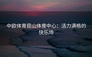 中欧体育昆山体育中心：活力满格的快乐场