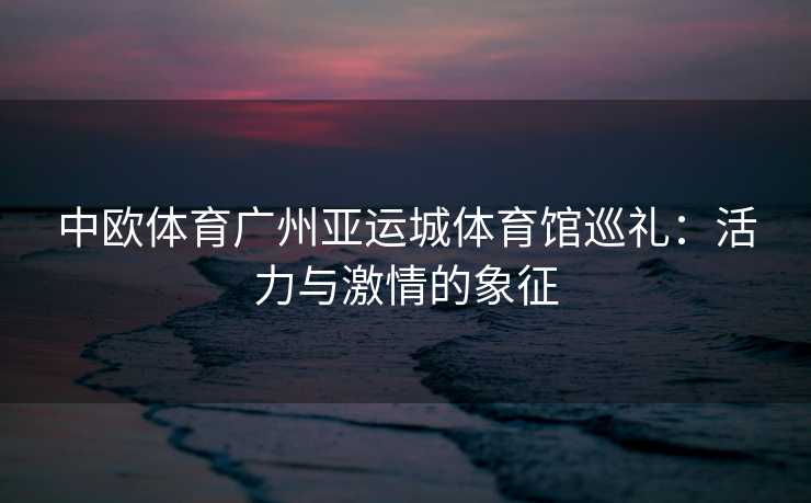 中欧体育广州亚运城体育馆巡礼：活力与激情的象征