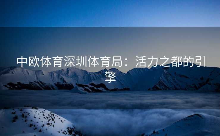 中欧体育深圳体育局：活力之都的引擎