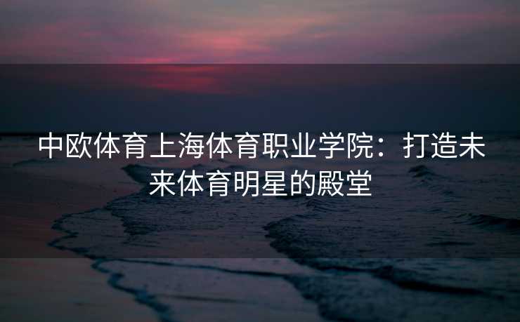 中欧体育上海体育职业学院：打造未来体育明星的殿堂