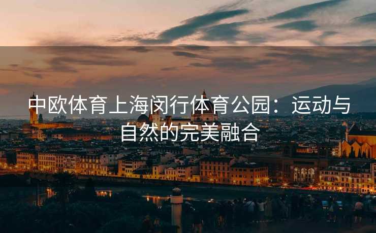 中欧体育上海闵行体育公园：运动与自然的完美融合