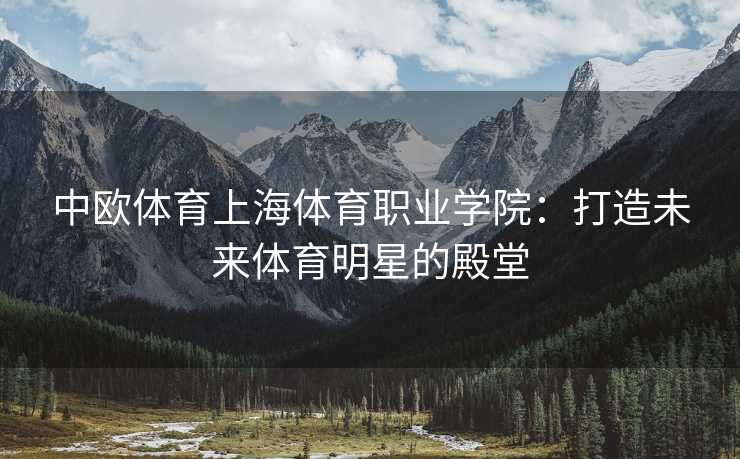 中欧体育上海体育职业学院：打造未来体育明星的殿堂