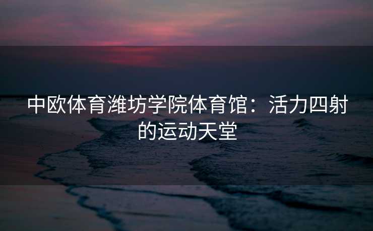中欧体育潍坊学院体育馆：活力四射的运动天堂