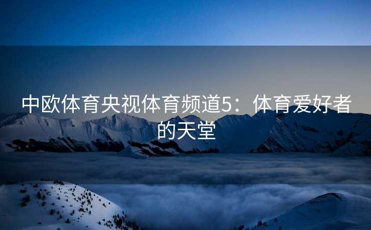 中欧体育央视体育频道5：体育爱好者的天堂