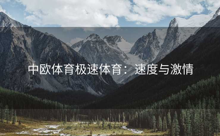 中欧体育极速体育：速度与激情