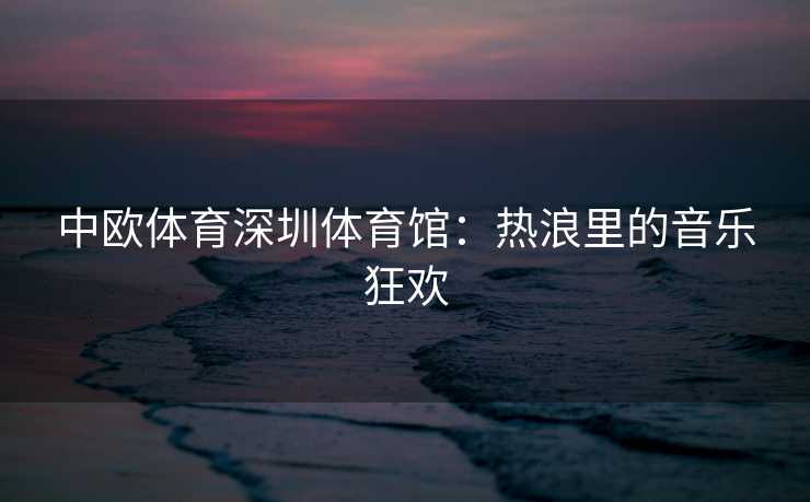 中欧体育深圳体育馆：热浪里的音乐狂欢