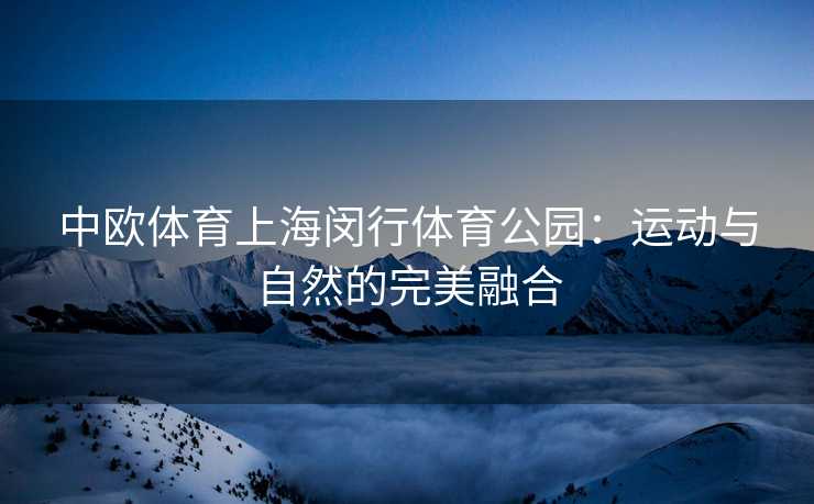 中欧体育上海闵行体育公园：运动与自然的完美融合