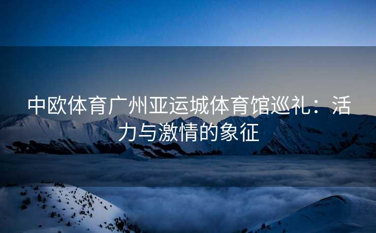 中欧体育广州亚运城体育馆巡礼：活力与激情的象征