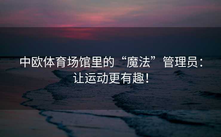 中欧体育场馆里的“魔法”管理员：让运动更有趣！