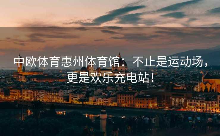 中欧体育惠州体育馆：不止是运动场，更是欢乐充电站！
