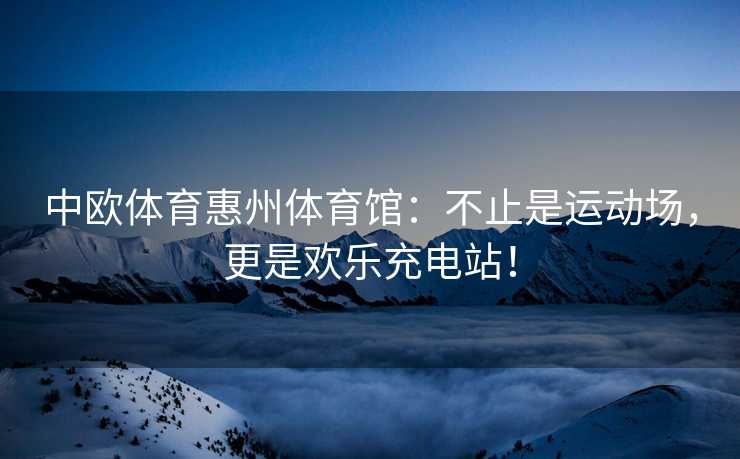 中欧体育惠州体育馆：不止是运动场，更是欢乐充电站！