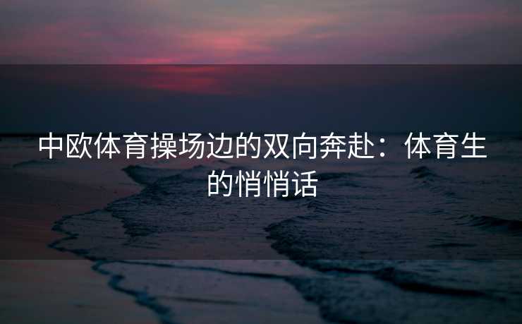 中欧体育操场边的双向奔赴：体育生的悄悄话
