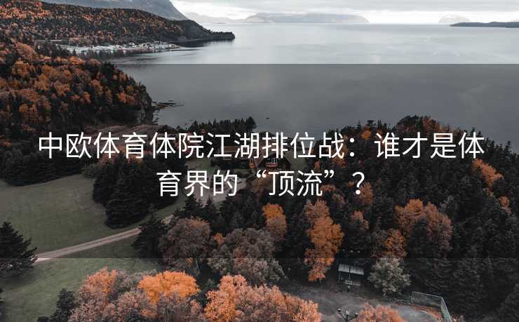 中欧体育体院江湖排位战：谁才是体育界的“顶流”？