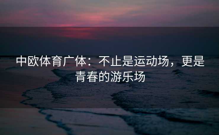 中欧体育广体：不止是运动场，更是青春的游乐场