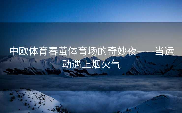 中欧体育春茧体育场的奇妙夜——当运动遇上烟火气