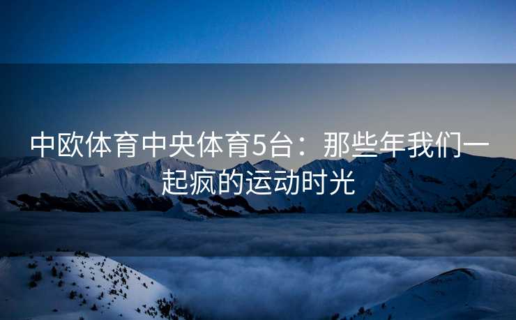 中欧体育中央体育5台：那些年我们一起疯的运动时光