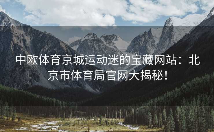 中欧体育京城运动迷的宝藏网站：北京市体育局官网大揭秘！