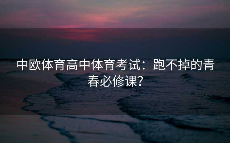 中欧体育高中体育考试：跑不掉的青春必修课？