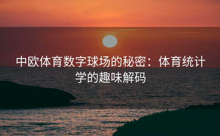 中欧体育数字球场的秘密：体育统计学的趣味解码