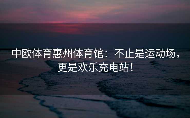 中欧体育惠州体育馆：不止是运动场，更是欢乐充电站！