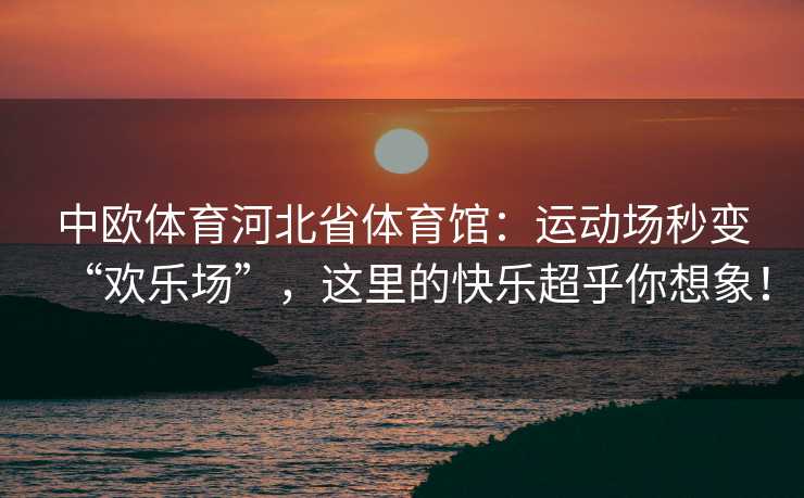 中欧体育河北省体育馆：运动场秒变“欢乐场”，这里的快乐超乎你想象！