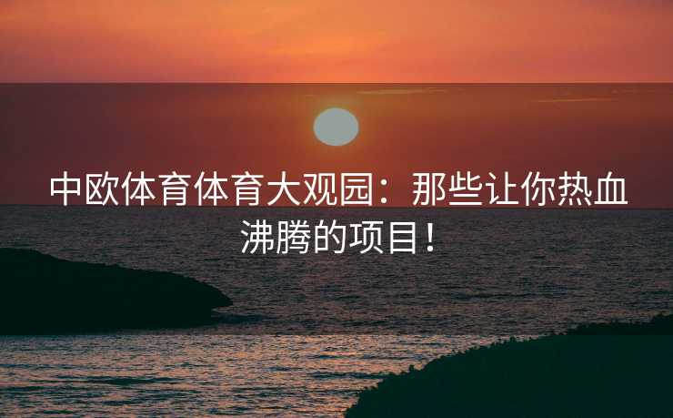 中欧体育体育大观园：那些让你热血沸腾的项目！
