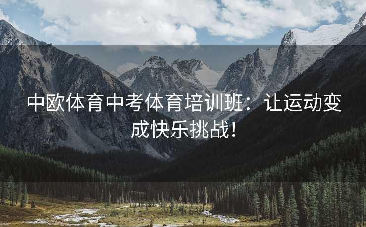 中欧体育中考体育培训班：让运动变成快乐挑战！