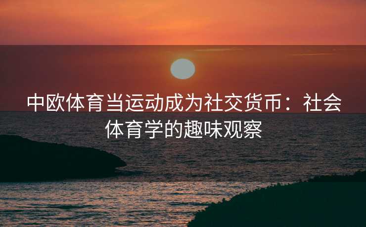 中欧体育当运动成为社交货币：社会体育学的趣味观察