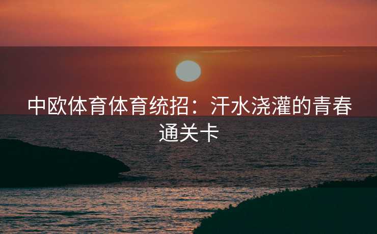 中欧体育体育统招：汗水浇灌的青春通关卡