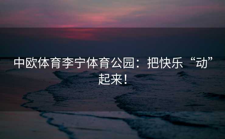 中欧体育李宁体育公园：把快乐“动”起来！