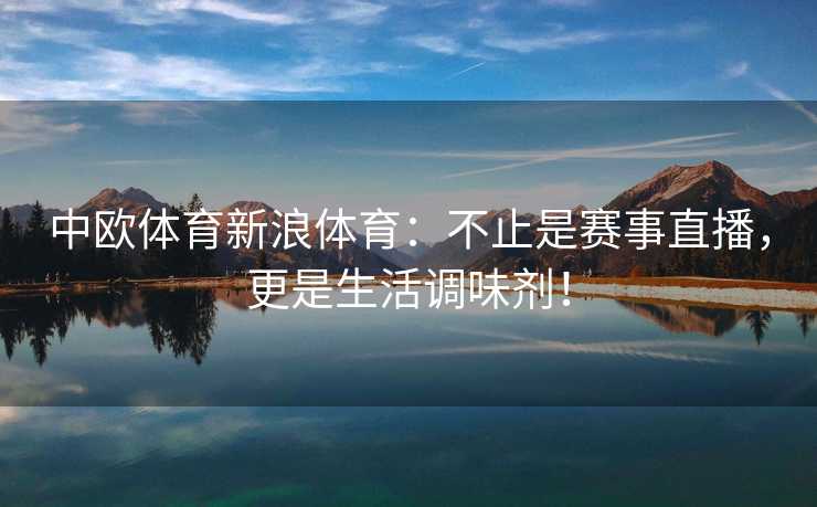 中欧体育新浪体育：不止是赛事直播，更是生活调味剂！