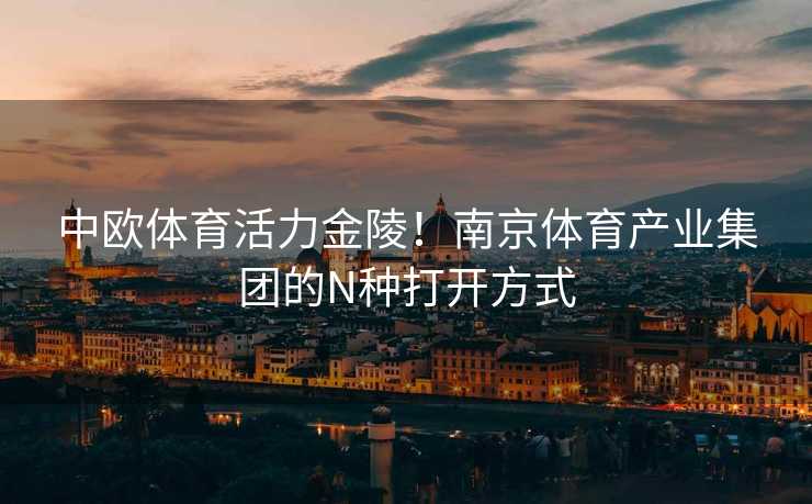 中欧体育活力金陵！南京体育产业集团的N种打开方式