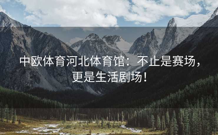 中欧体育河北体育馆：不止是赛场，更是生活剧场！