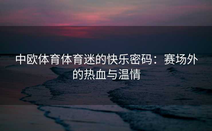 中欧体育体育迷的快乐密码：赛场外的热血与温情
