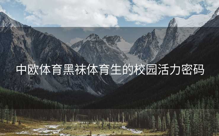 中欧体育黑袜体育生的校园活力密码