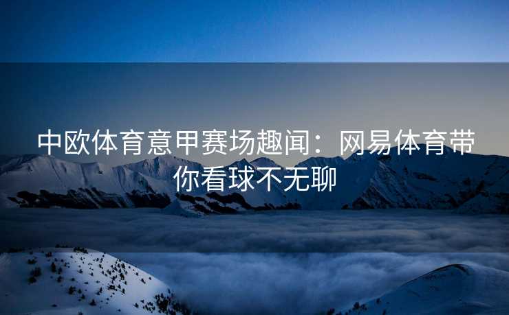 中欧体育意甲赛场趣闻：网易体育带你看球不无聊