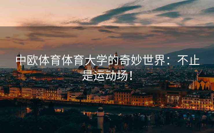 中欧体育体育大学的奇妙世界：不止是运动场！