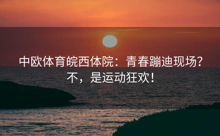 中欧体育皖西体院：青春蹦迪现场？不，是运动狂欢！