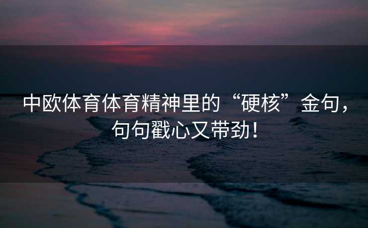 中欧体育体育精神里的“硬核”金句，句句戳心又带劲！