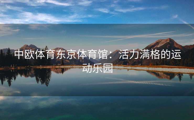 中欧体育东京体育馆：活力满格的运动乐园