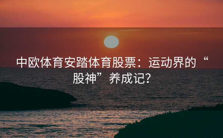 中欧体育安踏体育股票:运动界的“股神”养成记? 中欧体育安踏体育股票:运动界的“股神”养成记?