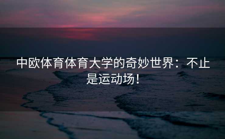 中欧体育体育大学的奇妙世界:不止是运动场! 中欧体育体育大学的奇妙世界:不止是运动场!
