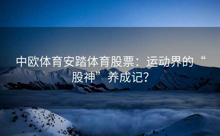 中欧体育安踏体育股票:运动界的“股神”养成记? 中欧体育安踏体育股票:运动界的“股神”养成记?