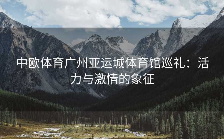 中欧体育广州亚运城体育馆巡礼：活力与激情的象征