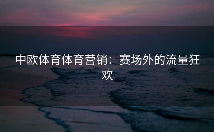 中欧体育体育营销:赛场外的流量狂欢 中欧体育体育营销:赛场外的流量狂欢