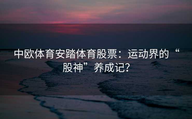 中欧体育安踏体育股票:运动界的“股神”养成记? 中欧体育安踏体育股票:运动界的“股神”养成记?