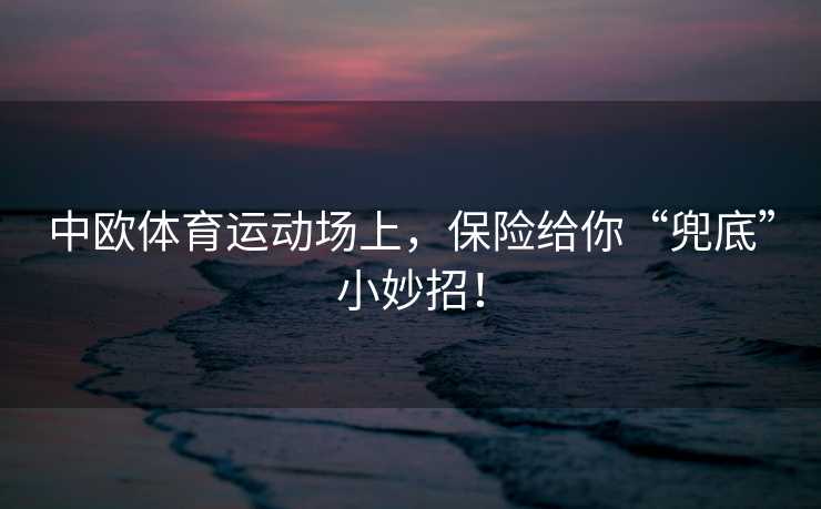 中欧体育运动场上,保险给你“兜底”小妙招! 中欧体育运动场上,保险给你“兜底”小妙招!