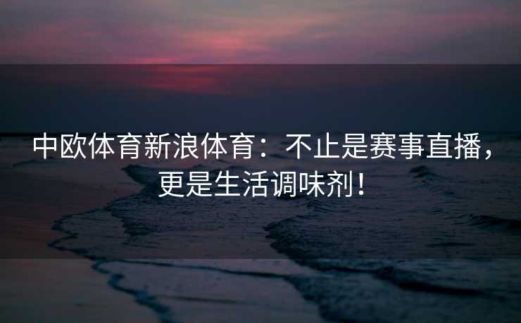 中欧体育新浪体育：不止是赛事直播，更是生活调味剂！